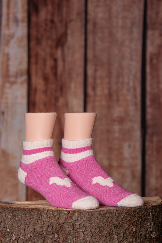 Bas pantoufle thermique en alpaga - rose