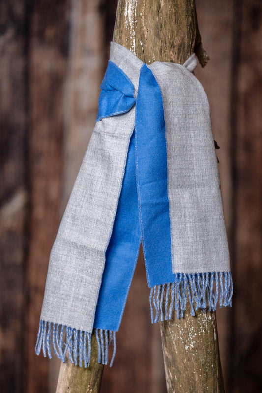 Foulard tissé en alpaga réversible - Bleu royal et gris