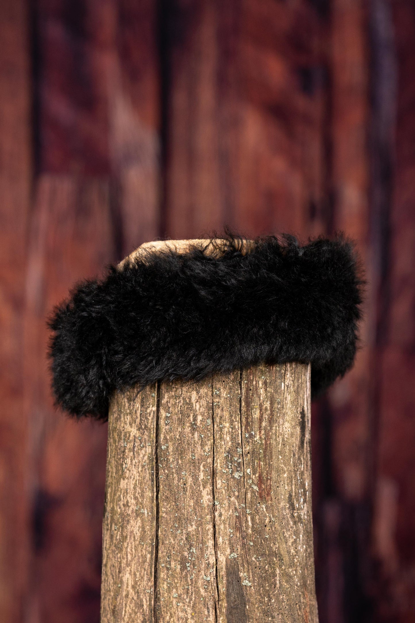 Adjustable Alpaca Fur Headband - Black