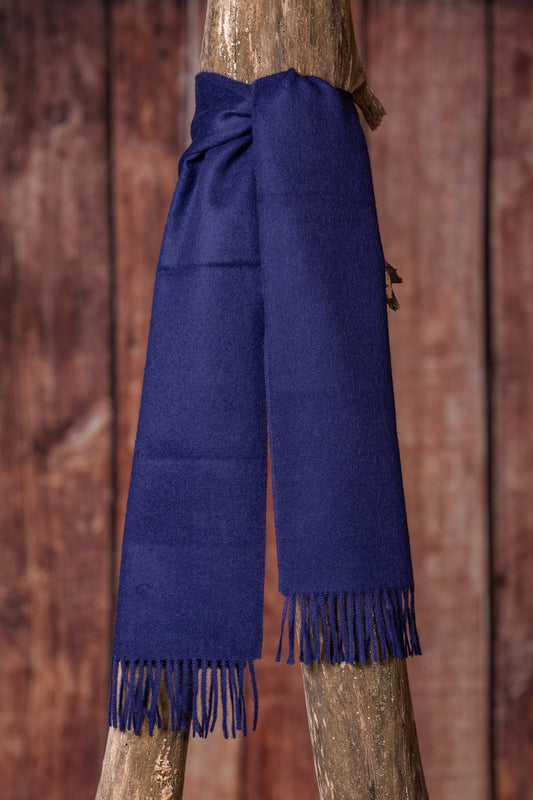 Woven Alpaca Plain Scarf - Blue Ink
