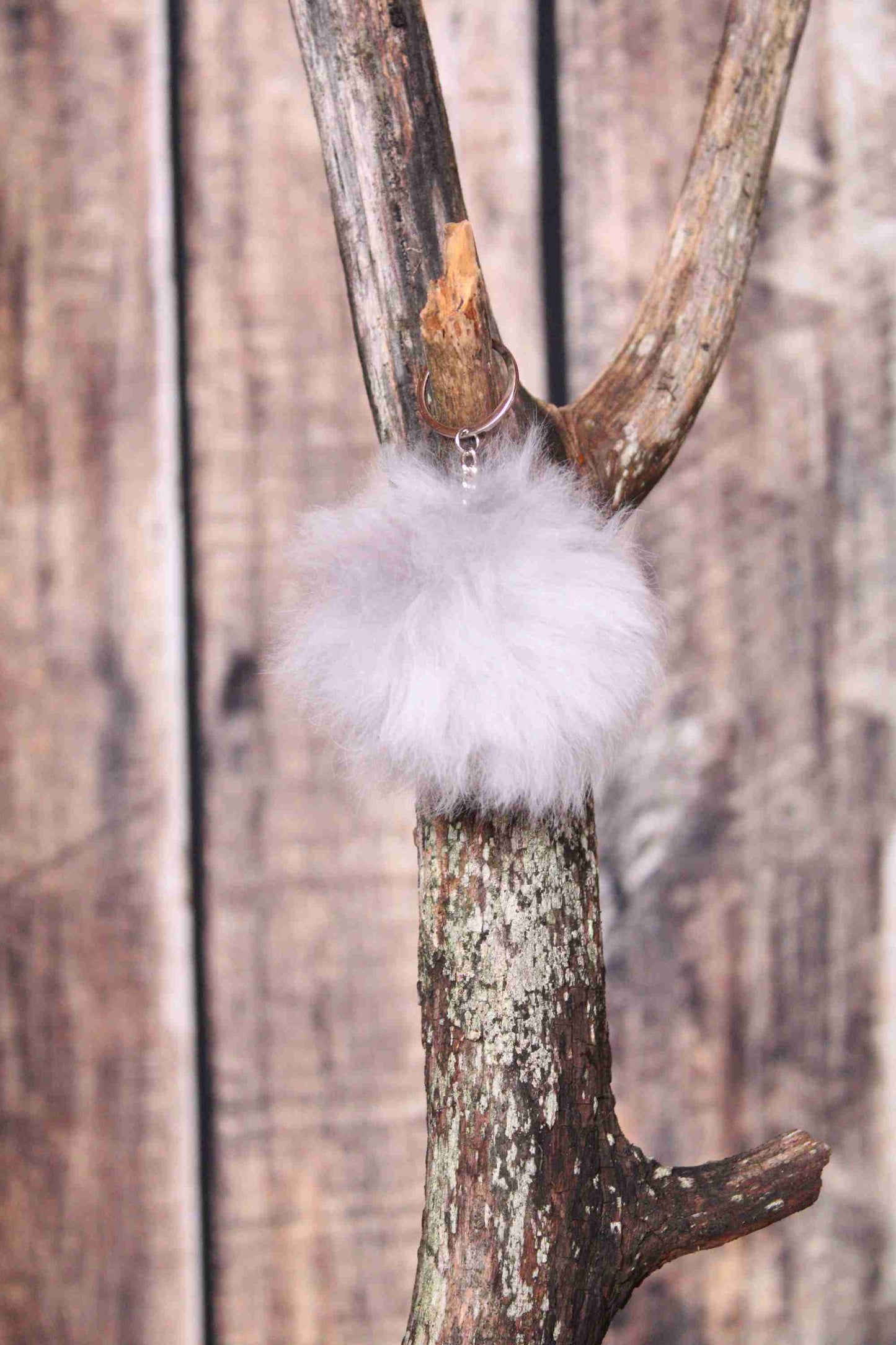 Porte-clé fourrure d'alpaga - Gris