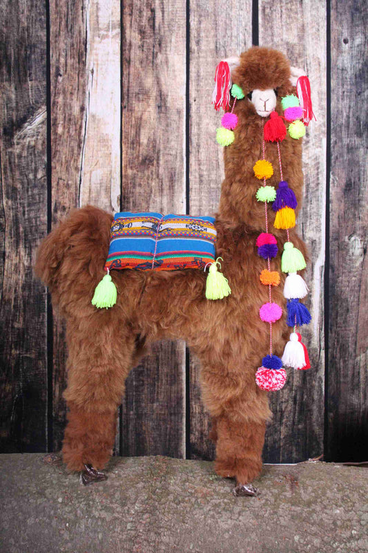 Peluche alpaga décoratif 39" caramel