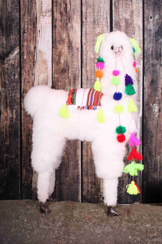 Peluche alpaga décoratif 39" blanc