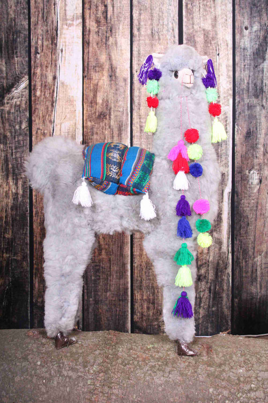 Peluche alpaga décoratif 39" gris