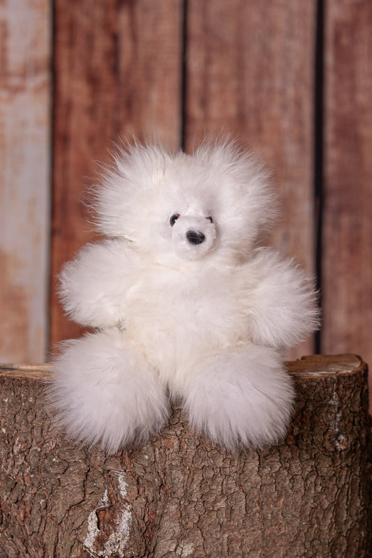 Ourson en fourrure d'alpaga 13" - Blanc