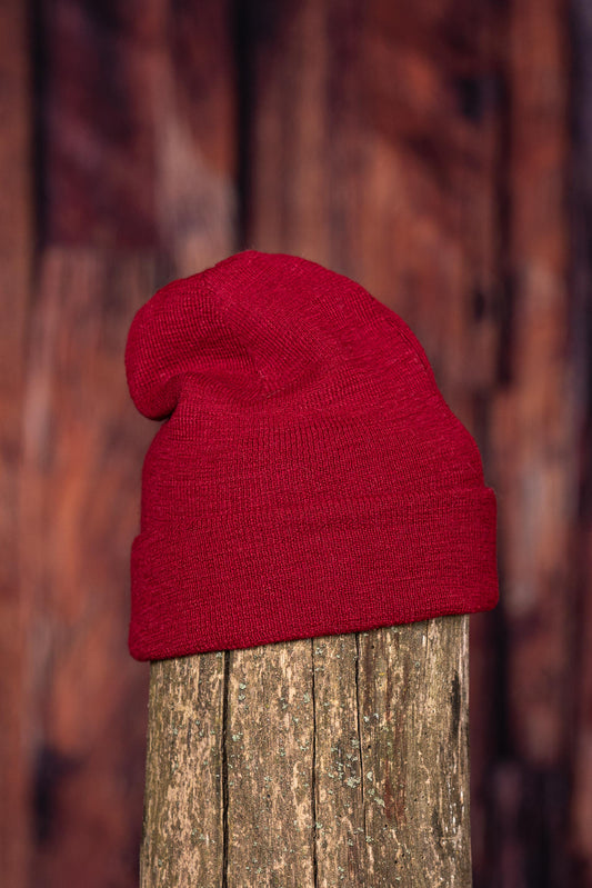 Tuque en alpaga double avec rebord - Bourgogne