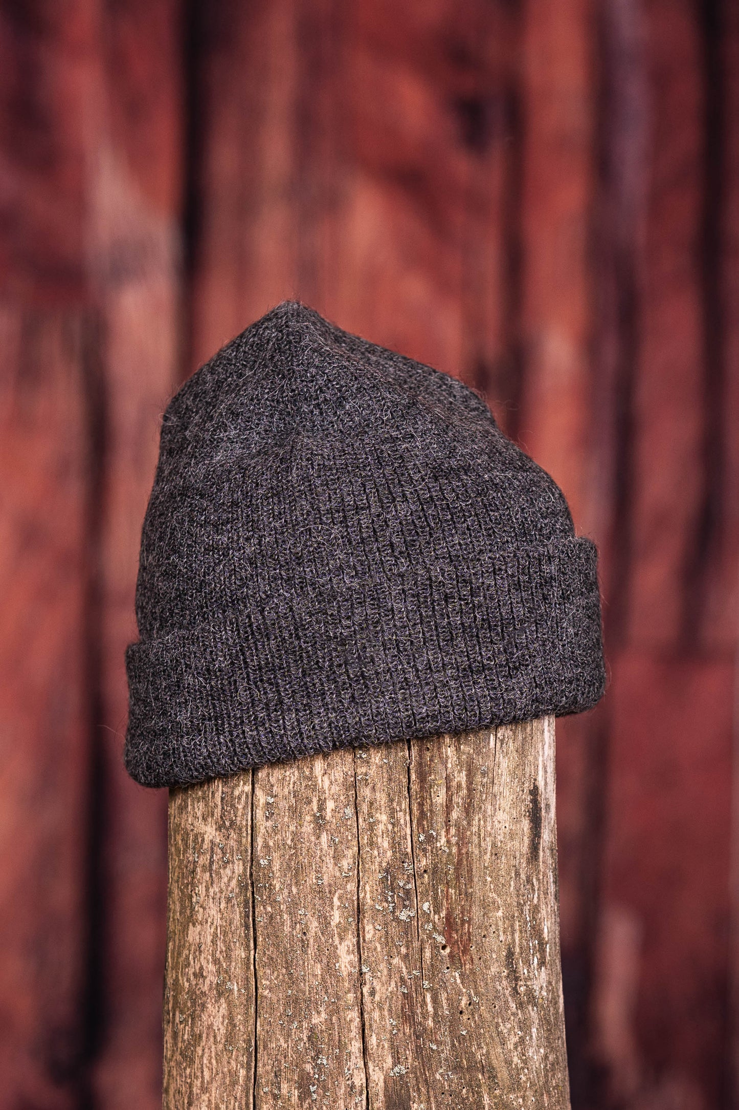 Tuque en alpaga double épaisseur charbon - Modèle grand