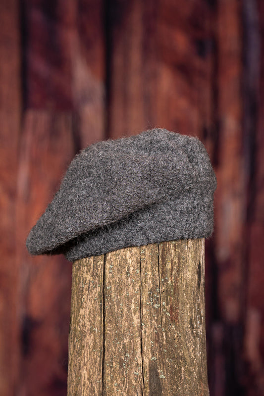 Béret en alpaga uni - Charbon