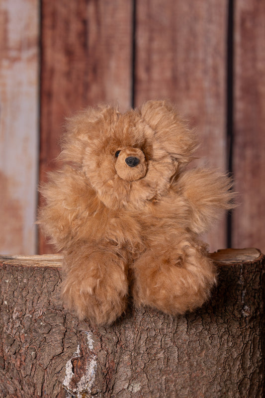 Ourson en fourrure d'alpaga 13" - Caramel