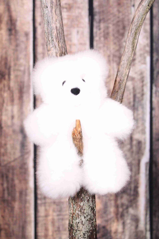 Ourson en fourrure d'alpaga 10" - Blanc