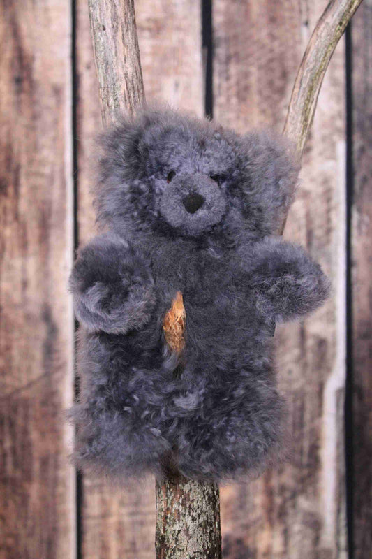 Ourson en fourrure d'alpaga 10" - Cendré