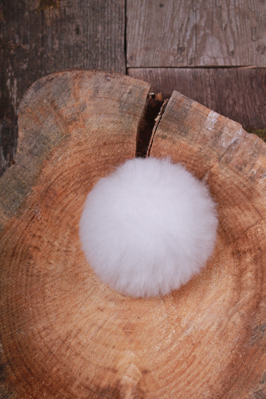 Gros pompon en fourrure d'alpaga naturel