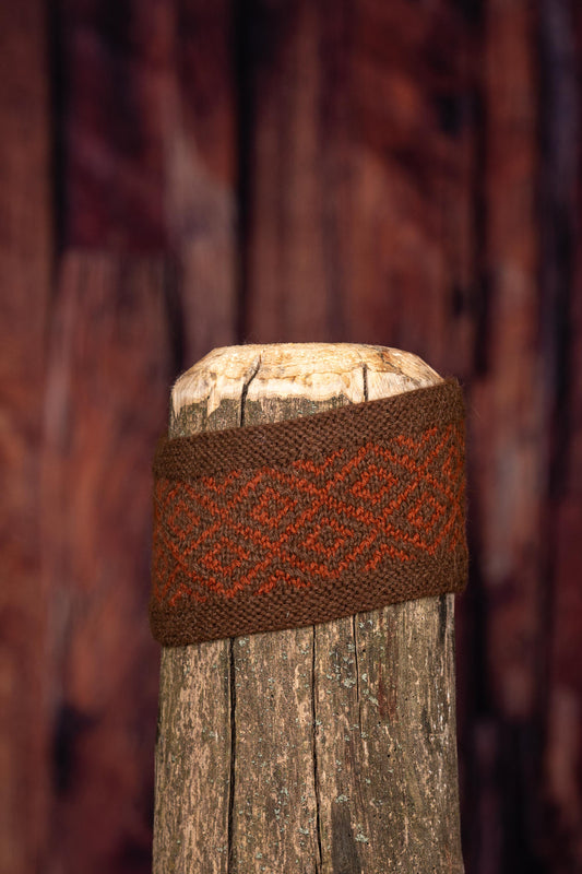 Patterned Alpaca Headband - Brown and Rust 