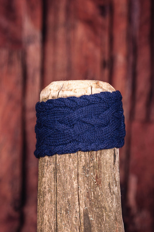 Cable Knit Alpaca Headband - Navy Blue