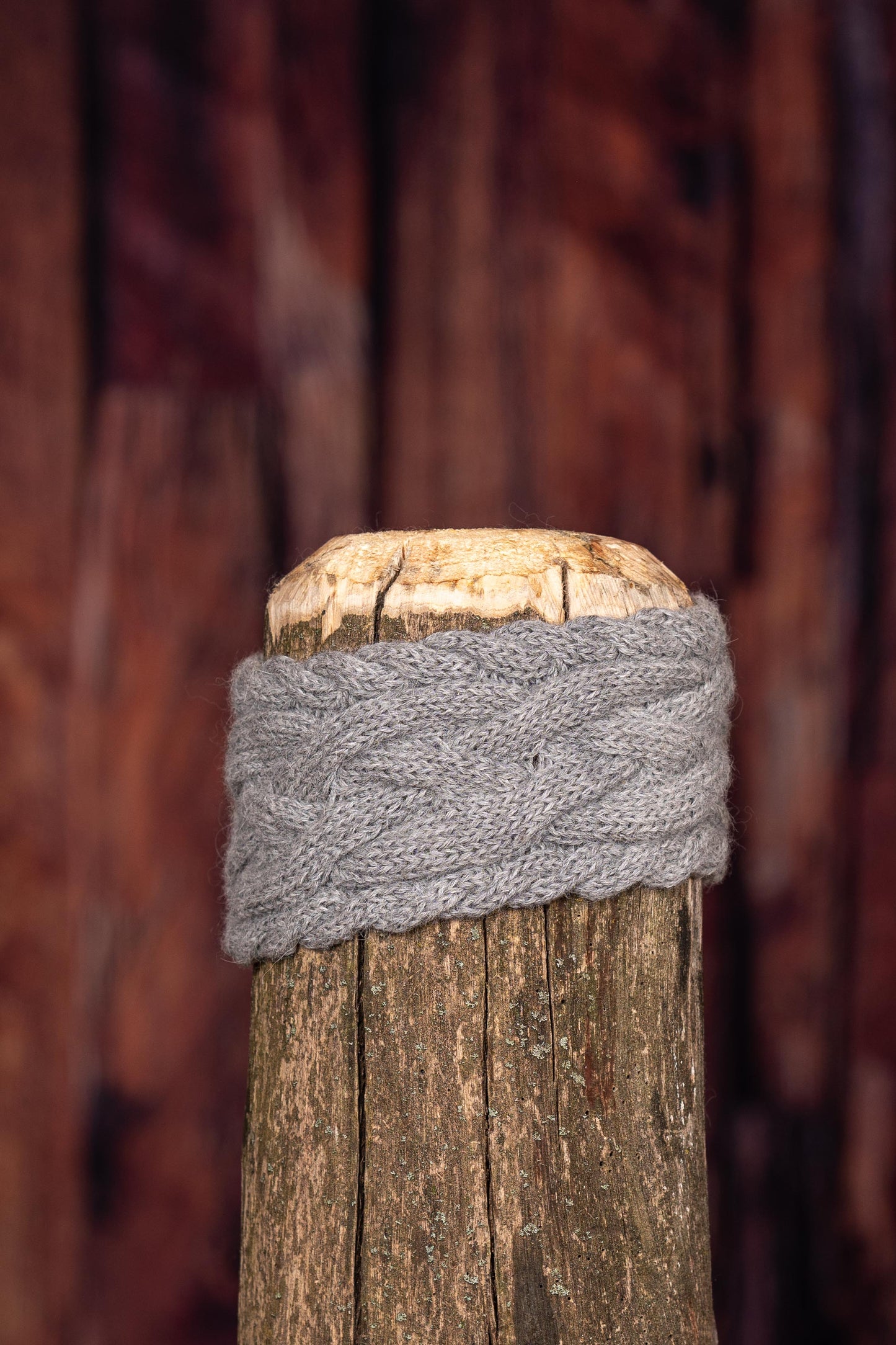 Cable Knit Alpaca Headband - Grey