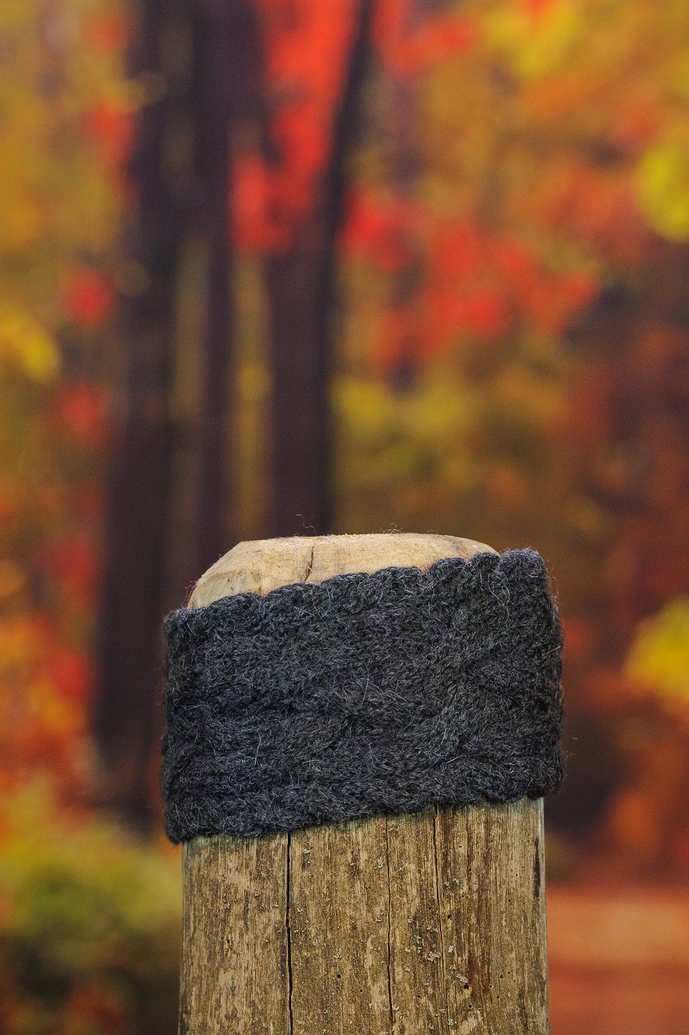 Bandeau en alpaga torsade - Charbon