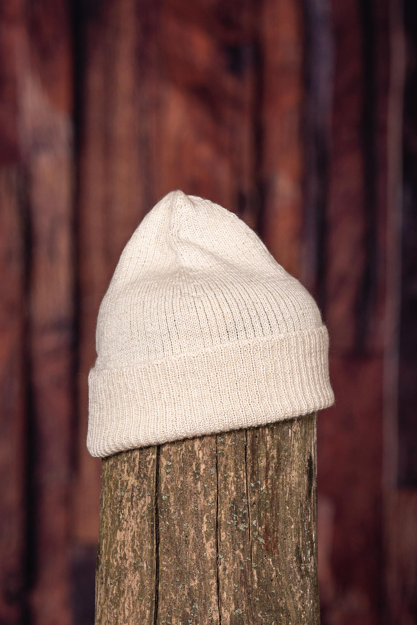 Tuque en alpaga simple avec rebord - Naturel