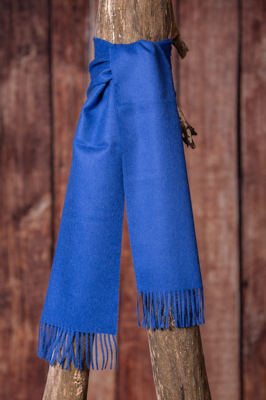 Woven Alpaca Plain Scarf - Royal Blue