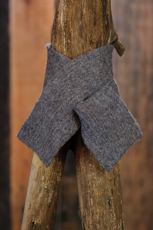 Foulard en alpaga croisé charbon