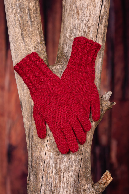 Paire de gants sur un tronc d'arbre