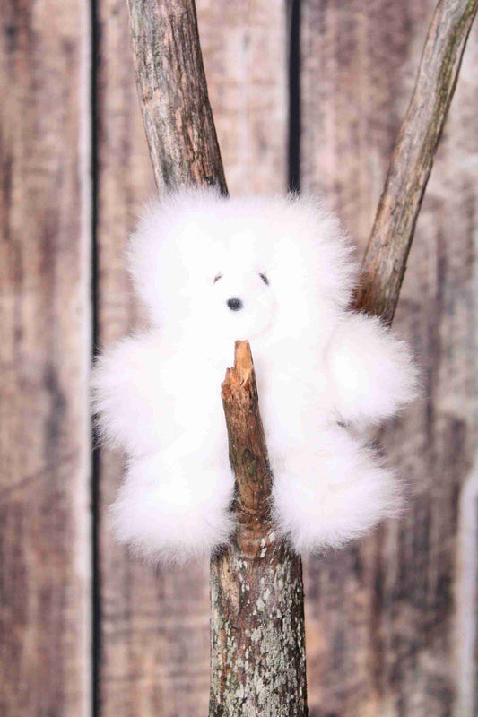 7" Alpaca Fur Teddy Bear - White