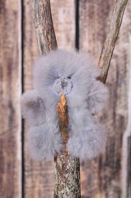 7" Alpaca Fur Teddy Bear - Ash Grey