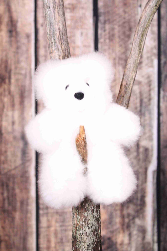 10" Alpaca Fur Teddy Bear - White