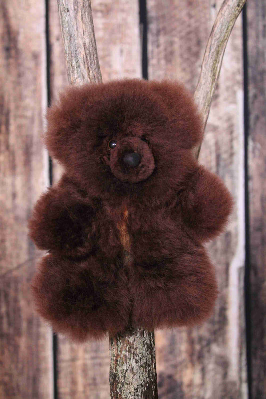 10" Alpaca Fur Teddy Bear - Espresso