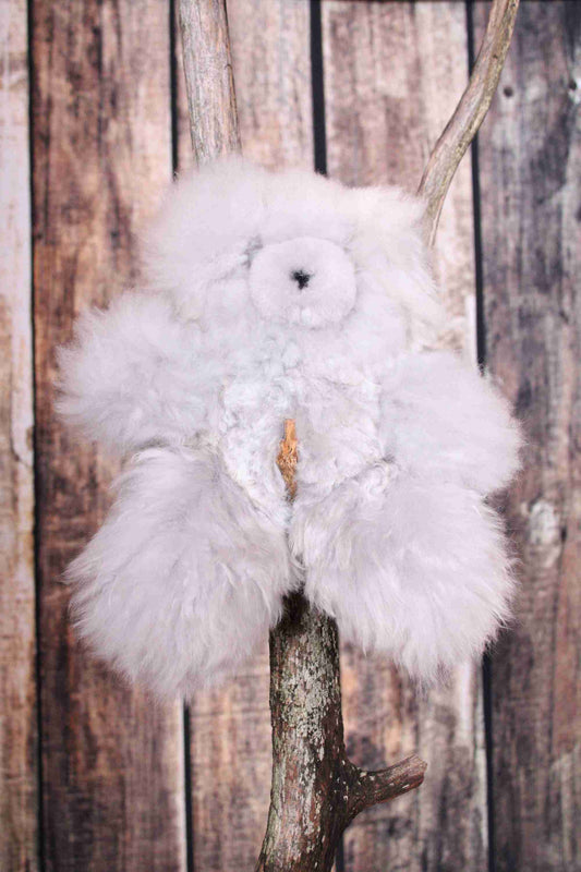 15" Alpaca Fur Teddy Bear - Grey