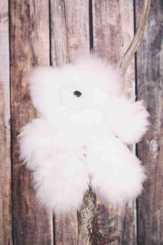 15" Alpaca Fur Teddy Bear - White