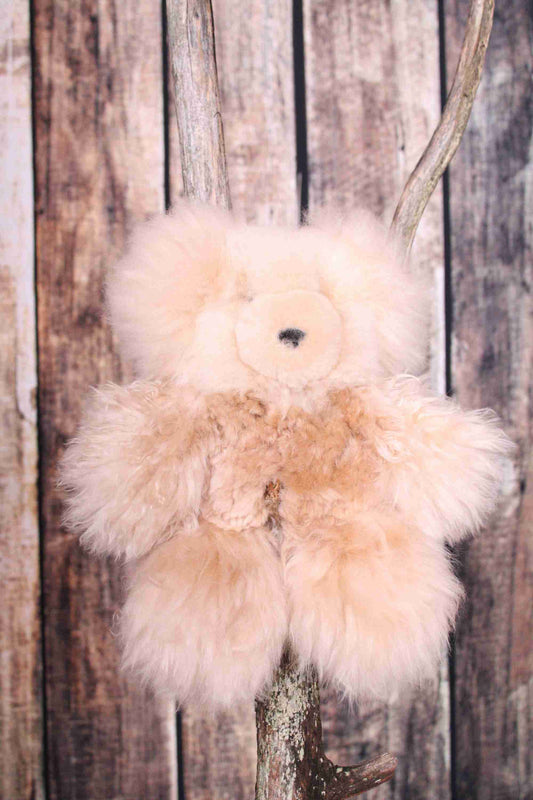 15" Alpaca Fur Teddy Bear - Beige