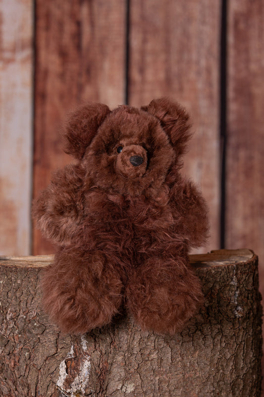 13" Alpaca Fur Teddy Bear - Brown