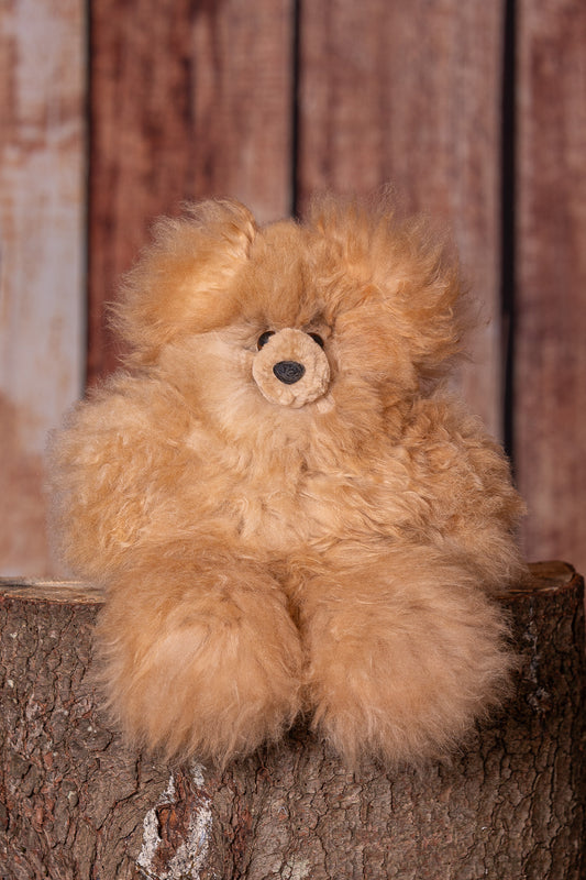 15" Alpaca Fur Teddy Bear - Beige