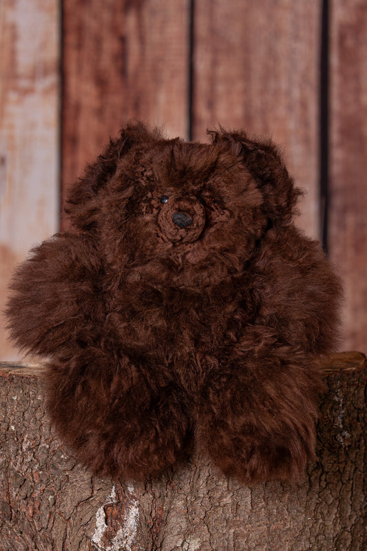 15" Alpaca Fur Teddy Bear - Brown