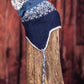 Tuque andine en alpaga motifs bleu marin / bleu héron