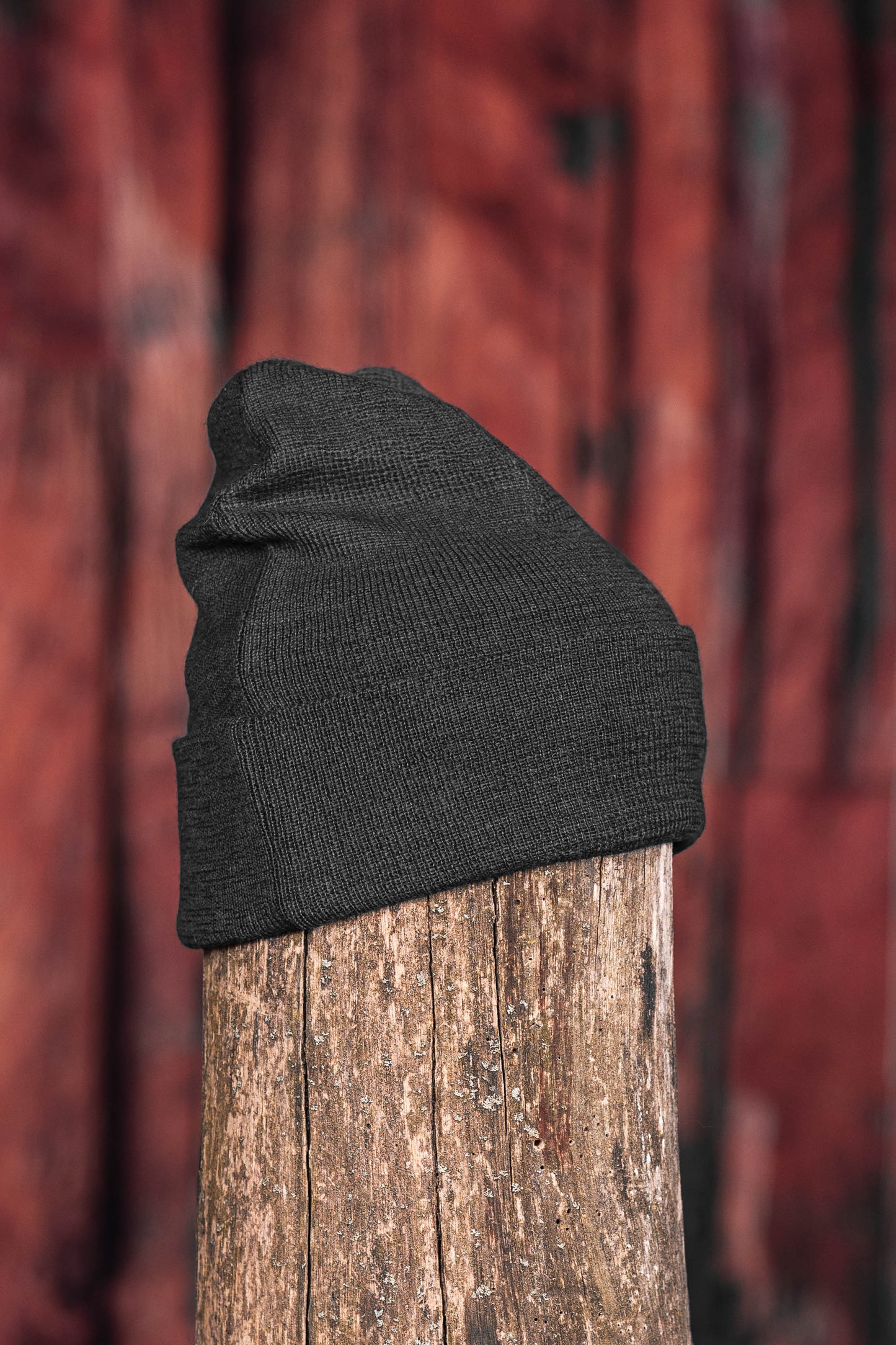 Tuque en alpaga double avec rebord - Charbon