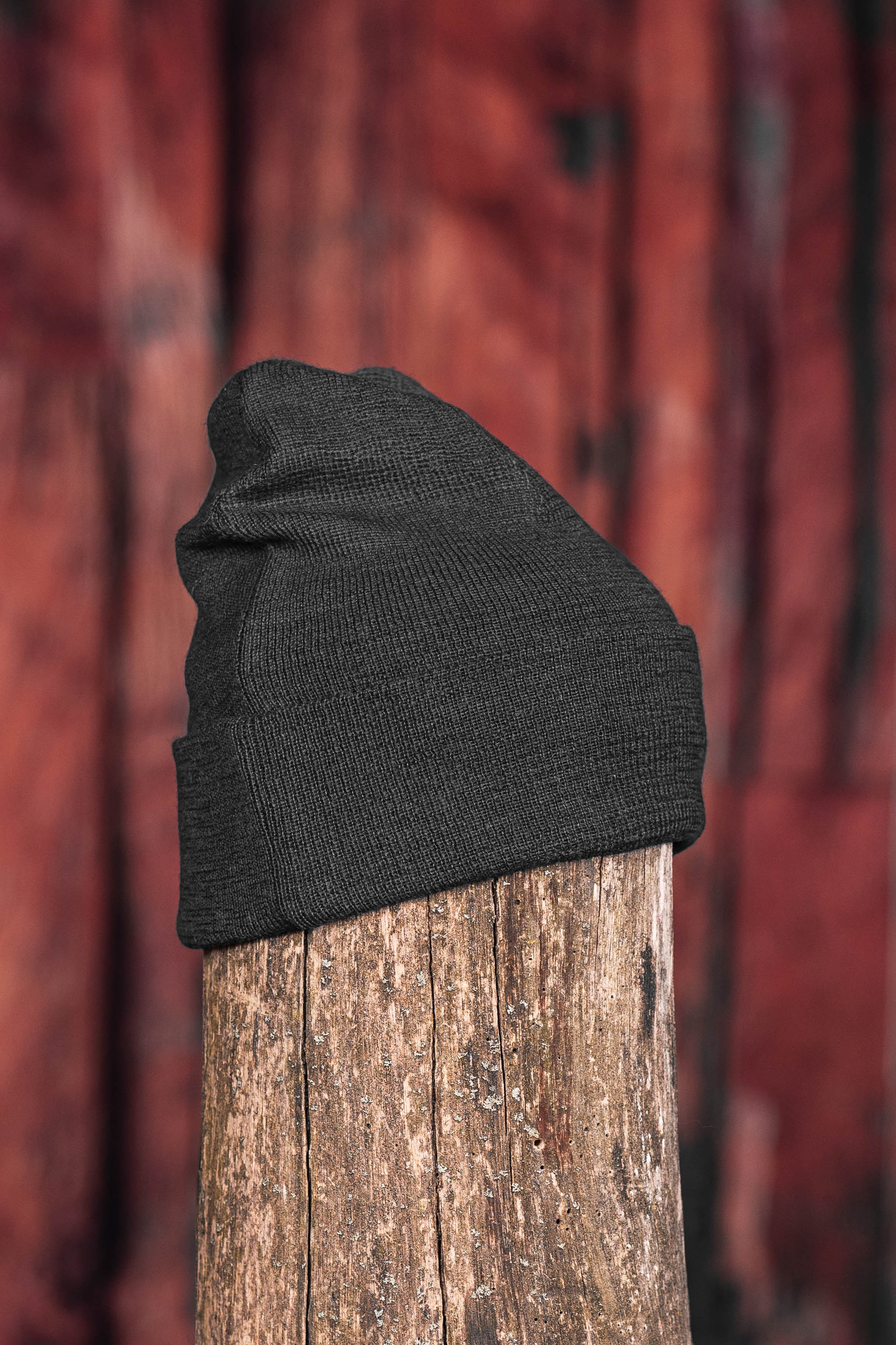 Tuque en alpaga double avec rebord - Charbon