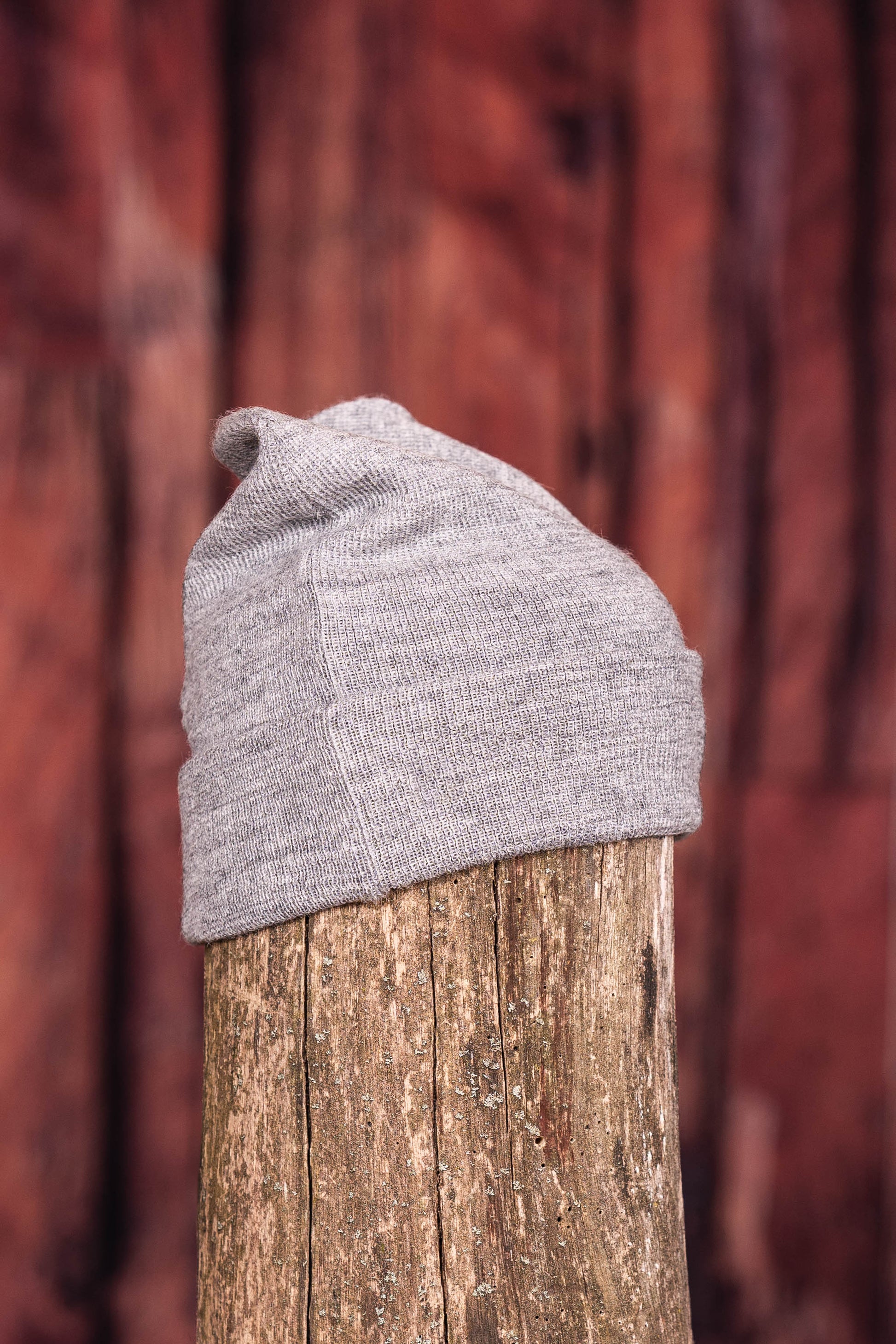 Tuque en alpaga double avec rebord - Gris