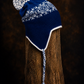 Tuque andine en alpaga motifs bleu marin / bleu héron
